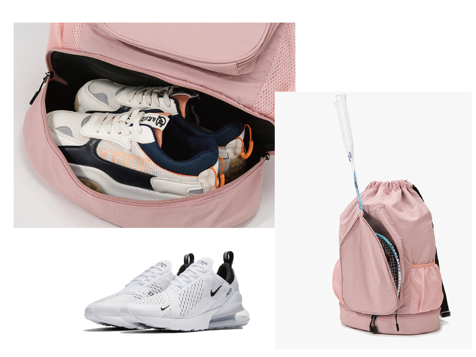 客製化輕量帶獨立鞋層羽球束口袋運動後背包-C042