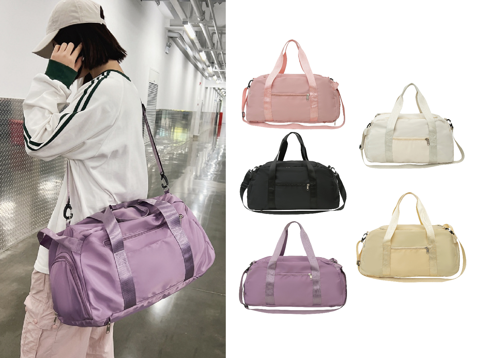 客製化韓系附鞋袋健身包運動旅行後背包-D102