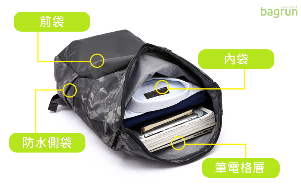 客製都會捲口雙肩後背包