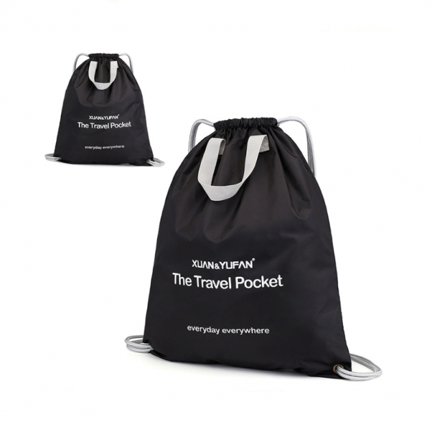 客製化簡約摺疊收納束口袋兩用後背包