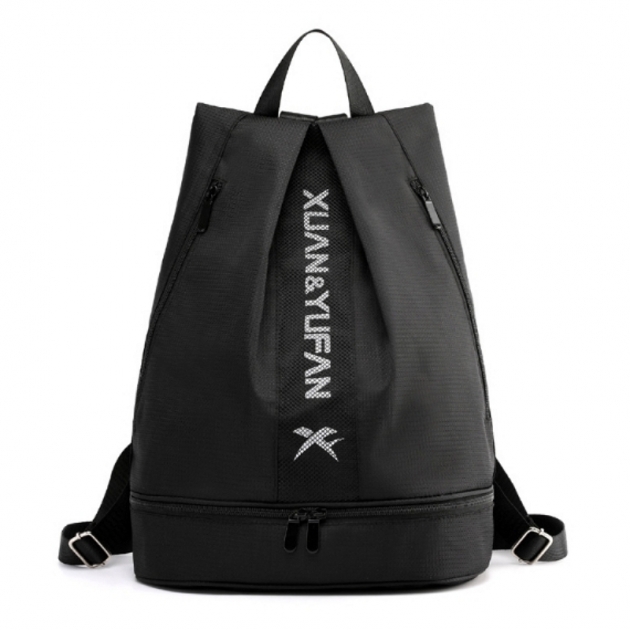 工廠代工純色後背包獨立鞋層運動束口袋雙肩包