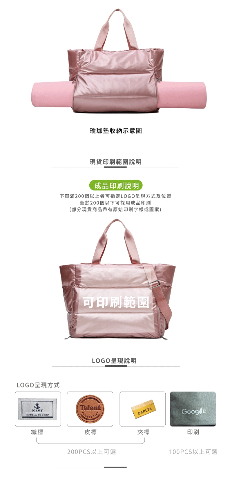 時尚空氣包瑜珈墊收納示意圖