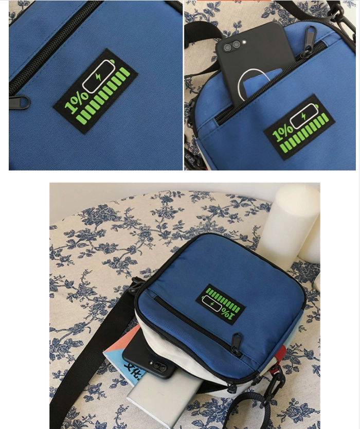 低電量刺繡局部特寫客製撞色隨行包兩用腰包側背包F040企業禮贈品包袋訂製