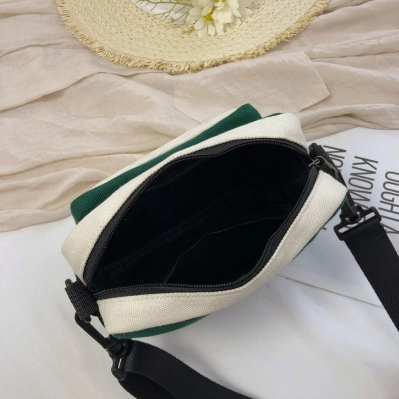 容量厚實帆布撞色斜背小包客製撞色旅行小包小方包側背包F045客製化帆布包廠