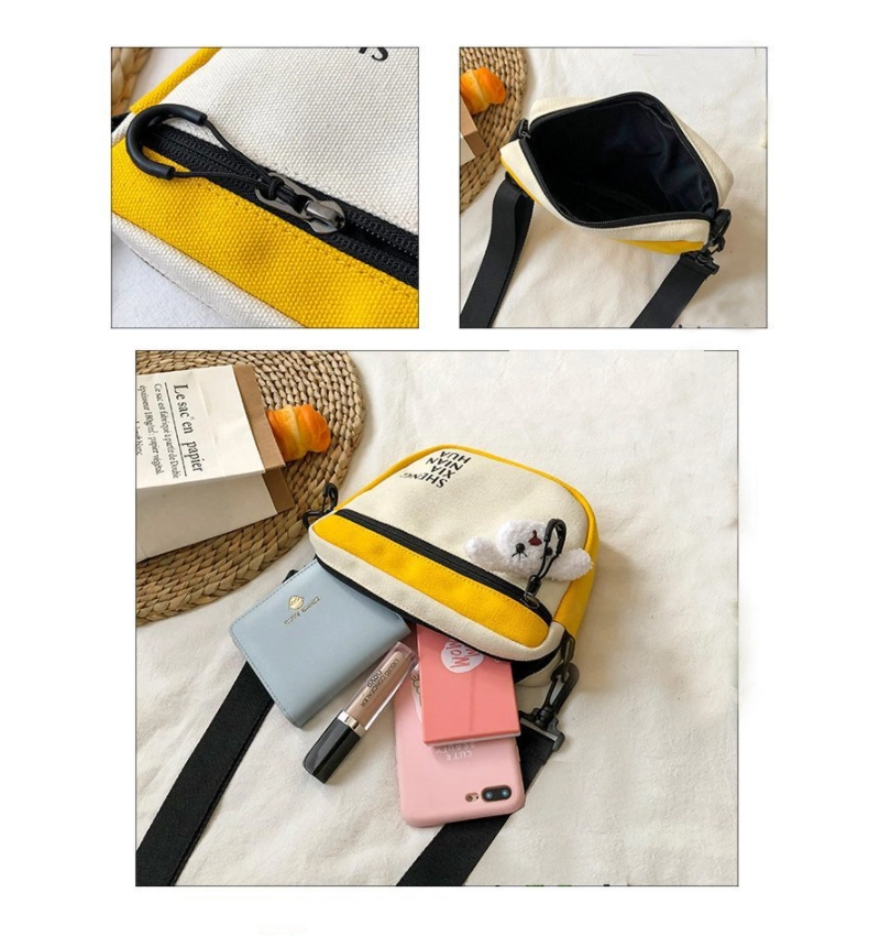 黃白拉鍊五金細節圖客製撞色生活小包斜背包側背包F046台灣專業包包代工廠