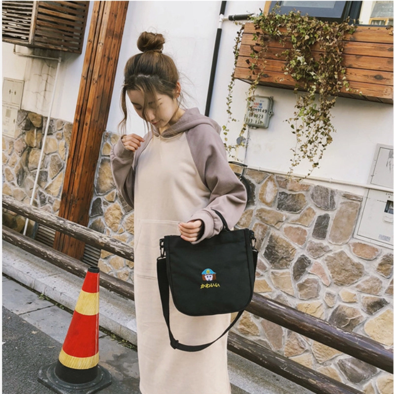 可愛文青刺繡外觀展示訂製韓系休閒手提袋斜背包側背包F049企業禮贈品包袋訂製