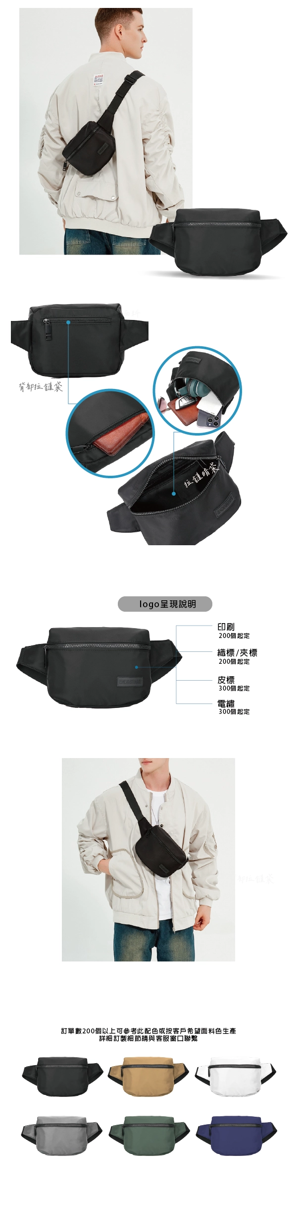 兩用隨行版型展示圖客製化簡約有型單肩胸包斜背包G089企業禮贈品包袋訂製