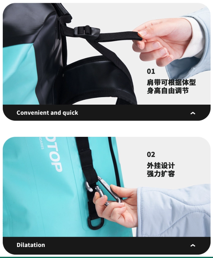 減壓肩帶拉鍊細節圖工廠代工撞色防水後背包S016防水包OEM專業代工/扣具