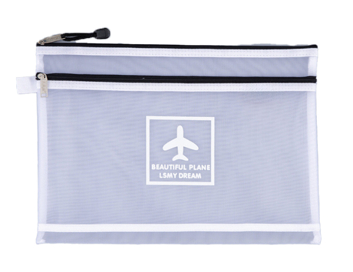 工廠客製日雜風3C旅行包雙層網布收納包