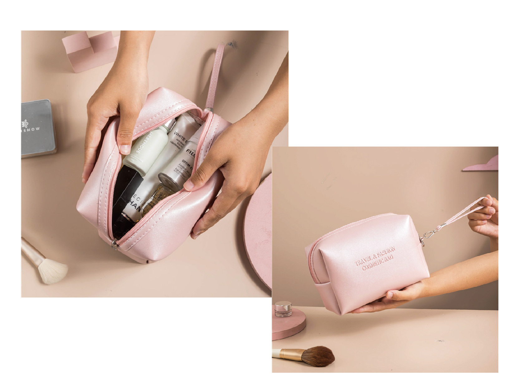 客製化輕奢珠光收納袋盥洗包3C包化妝包-Z133